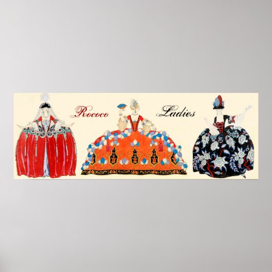 DRIE ROCOLADIES, BEAUTY, MODE KOSTUMONTWERP POSTER (Voorkant)