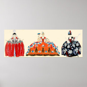 DRIE ROCOLADIES, BEAUTY, MODE KOSTUMONTWERP POSTER