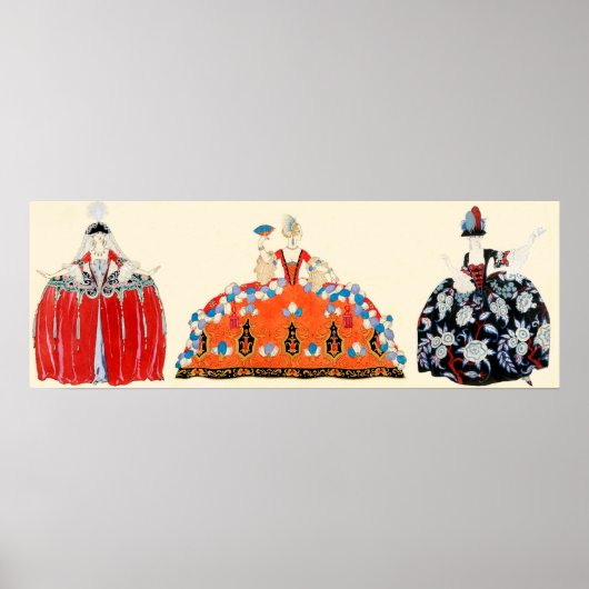 DRIE ROCOLADIES, BEAUTY, MODE KOSTUMONTWERP POSTER (Voorkant)