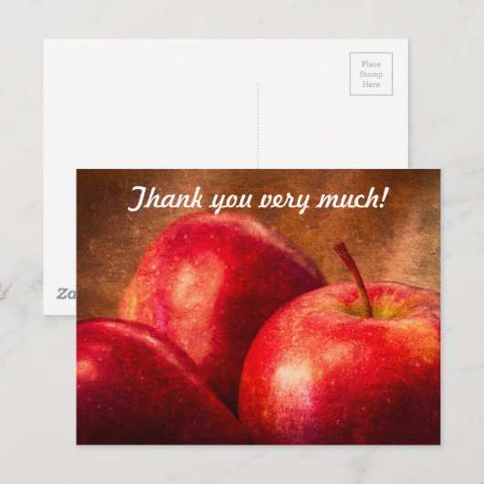 Drie rode appels briefkaart (Voorkant / Achterkant)