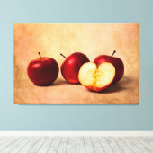 Drie rode appels en een half canvas afdruk (Insitu (Houten vloer))