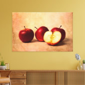 Drie rode appels en een half canvas afdruk (Insitu (Woonkamer))