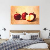 Drie rode appels en een half canvas afdruk (Insitu (Slaapkamer))