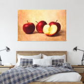 Drie rode appels en een half canvas afdruk (Insitu (Slaapkamer))