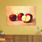 Drie rode appels en een half canvas afdruk (Insitu (Woonkamer))