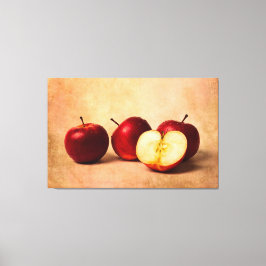 Drie rode appels en een half canvas afdruk