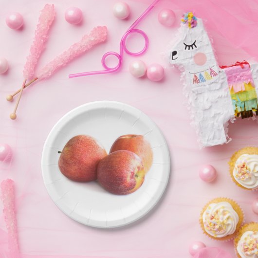 Drie rode appels papieren bordje (Feest)