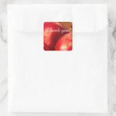 Drie rode appels vierkante sticker (Tas)