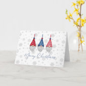 Drie rode blauwe kabouters vrolijk kerstfeest snee kaart (Gele Bloem)