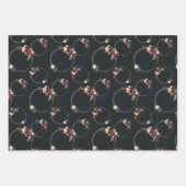 Drie rode bloemen kerst inpakpapier vel (Voorkant 3)