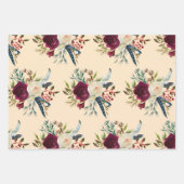 Drie rode bloemen kerst inpakpapier vel (Voorkant 2)