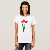 Drie Rode Cartoon Tulpen T-Shirt (Voorkant volledig)
