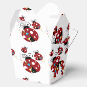 Drie rode en zwarte ladybug met sterren bedankdoosjes (Geopend)