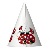 Drie rode en zwarte ladybug met sterren feesthoedjes (Achterkant)