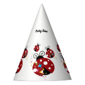 Drie rode en zwarte ladybug met sterren feesthoedjes (Voorkant)