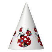 Drie rode en zwarte ladybug met sterren feesthoedjes (Links)