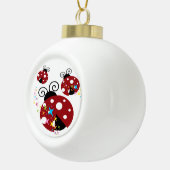 Drie rode en zwarte ladybug met sterren keramische bal ornament (Rechts)