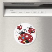 Drie rode en zwarte ladybug met sterren magneet (Insitu (Vaatwasser))