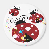 Drie rode en zwarte ladybug met sterren magneet (Voorkant)