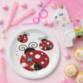 Drie rode en zwarte ladybug met sterren papieren bordje (Feest)