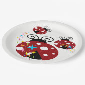 Drie rode en zwarte ladybug met sterren papieren bordje (Gekanteld)