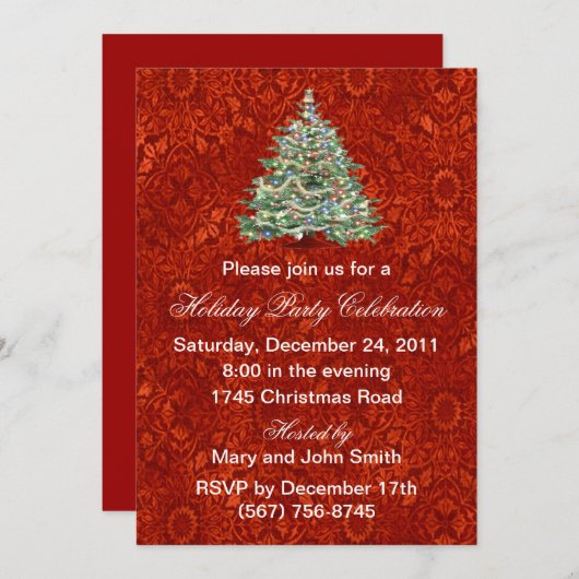 Drie rode feestdagen uitnodigingen (Voorkant / Achterkant)