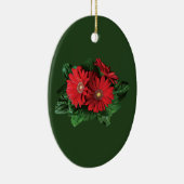 Drie rode gerbera margrieten keramisch ornament (Rechts)