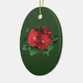 Drie rode gerbera margrieten keramisch ornament (Links)
