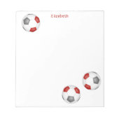 Drie rode grijze voetballen gepersonaliseerd notitieblok (Voorkant)