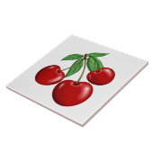 Drie rode kersen fruit tegeltje (Zijkant)