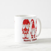 Drie rode kerstgnomes vrolijk kerstfeest koffiemok (Voorkant rechts)