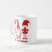 Drie rode kerstgnomes vrolijk kerstfeest koffiemok (Voorkant links)