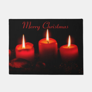Drie rode kerstkaarsen Advent Gaudete zondag Deurmat