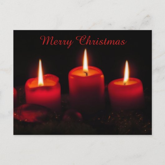 Drie rode kerstkaarsen Advent Gaudete zondag Feestdagenkaart (Voorkant)