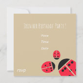 Drie rode ladybugs - verjaardagsfeest kaart (Achterkant)