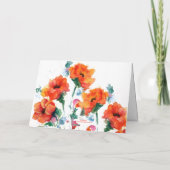 Drie rode langwerpige poppies waterverf feestdagen kaart (Achterkant)