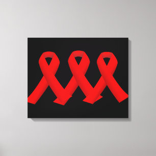 Drie rode linten met schilderkunst canvas afdruk