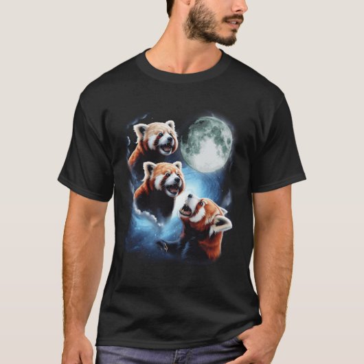 Drie rode panda maan huilend parodie drie wolf maa t-shirt (Voorkant)