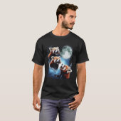 Drie rode panda maan huilend parodie drie wolf maa t-shirt (Voorkant volledig)