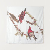 Drie rode vogels in de winter in Audubon's Paarse  Wandkleed (Voorkant (horizontaal))