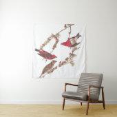 Drie rode vogels in de winter in Audubon's Paarse  Wandkleed (In situ)