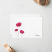 Drie rode Waterverf, Pen & Ink Gerbs Notitiekaartje (Voorkant / Achterkant in situ)