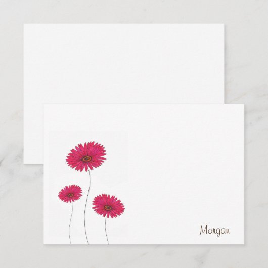 Drie rode Waterverf, Pen & Ink Gerbs Notitiekaartje (Voorkant / Achterkant)