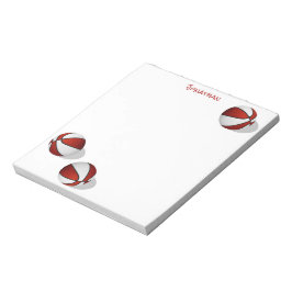 Drie rode witte basketballen aangepaste naam notitieblok