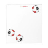 Drie rode zwarte voetballen gepersonaliseerd notitieblok (Voorkant)