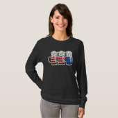 Drie rood wit blauw bier glazen VS vlag 4e van T-shirt (Voorkant volledig)