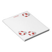 Drie rood witte voetballen gepersonaliseerd notitieblok (Schuin)