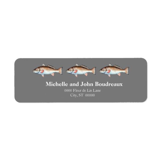 Drie roodbaarzen op grijs etiket (Voorkant)