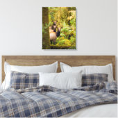 Drie Roosevelt-elandkoeien die uitzicht bekijken Canvas Afdruk (Insitu (Slaapkamer))