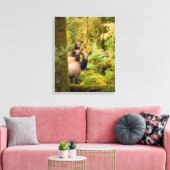 Drie Roosevelt-elandkoeien die uitzicht bekijken Canvas Afdruk (Insitu (Woonkamer))